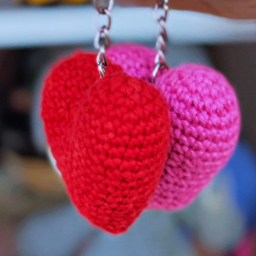 Keyring - Red and Pink Hearts