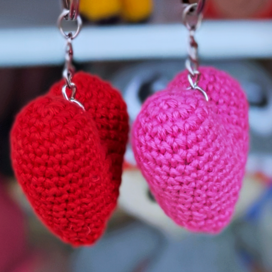 Keyring - Red and Pink Hearts