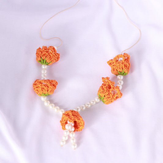 Lotus Garland - Orange Color with beads