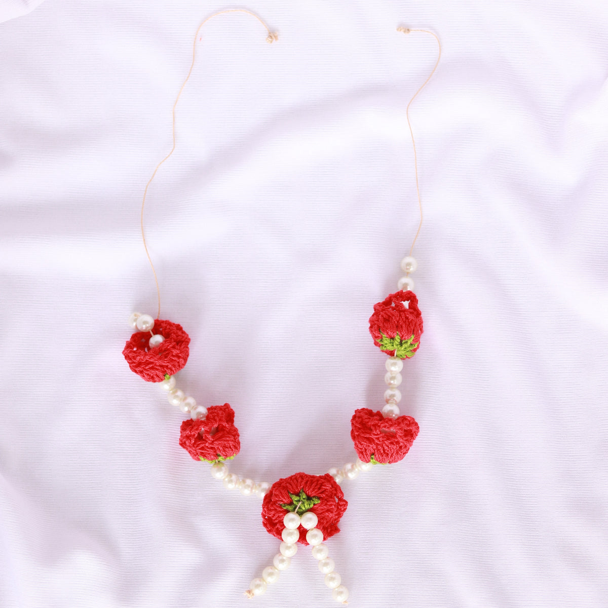 Lotus Garland - Red Color with beads