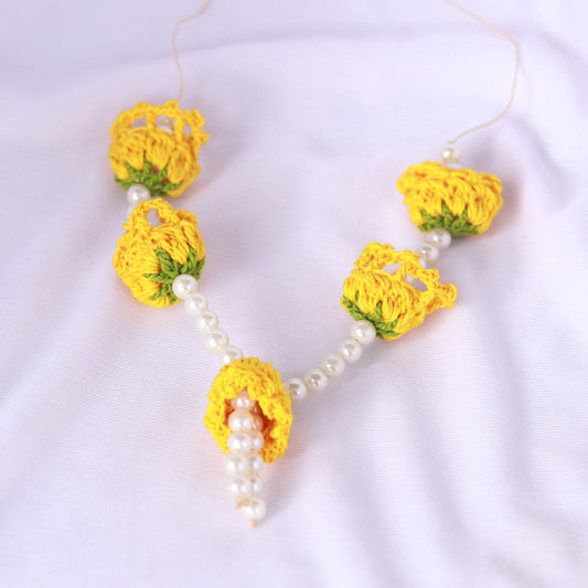 Lotus Garland - Yellow Color with beads