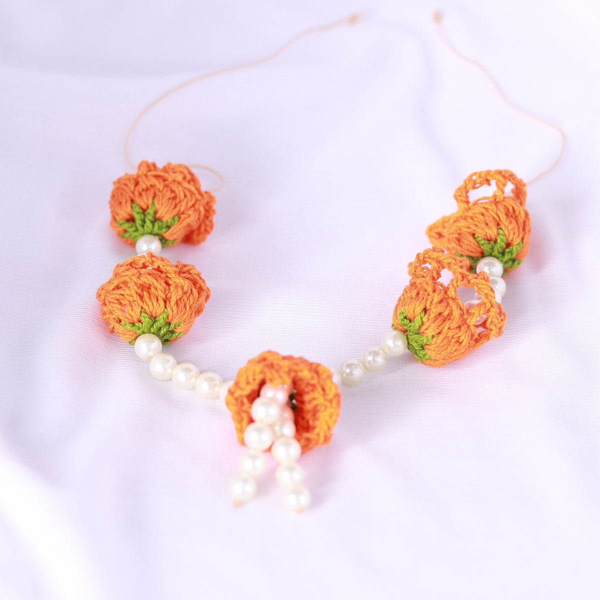 Lotus Garland - Orange Color with beads