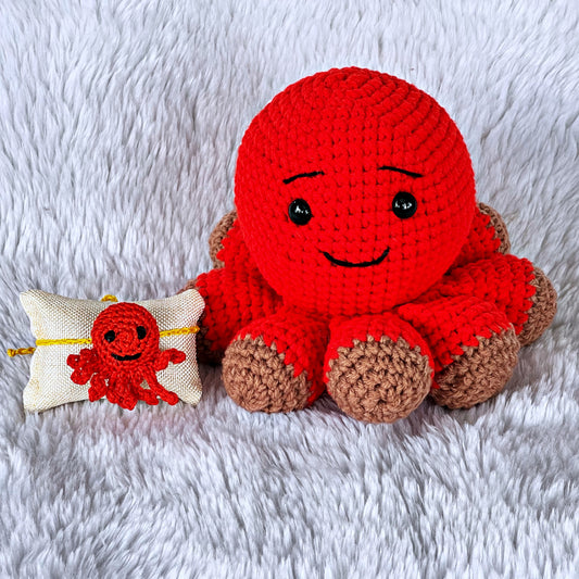 Red Octopus With Octopus Rakhi
