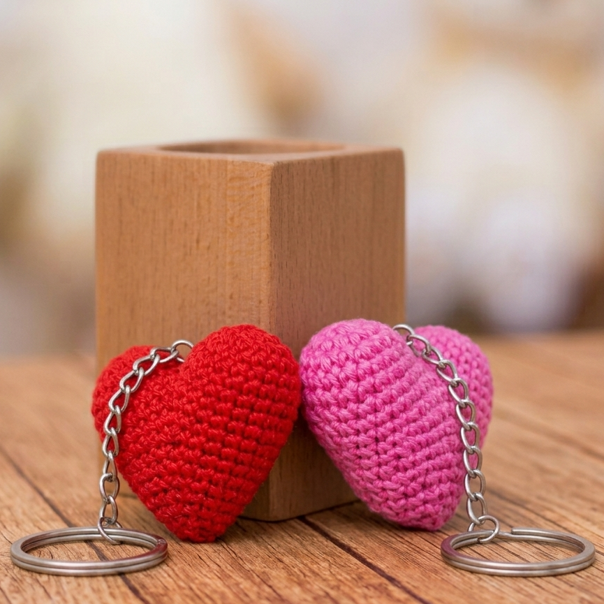 Keyring - Red and Pink Hearts