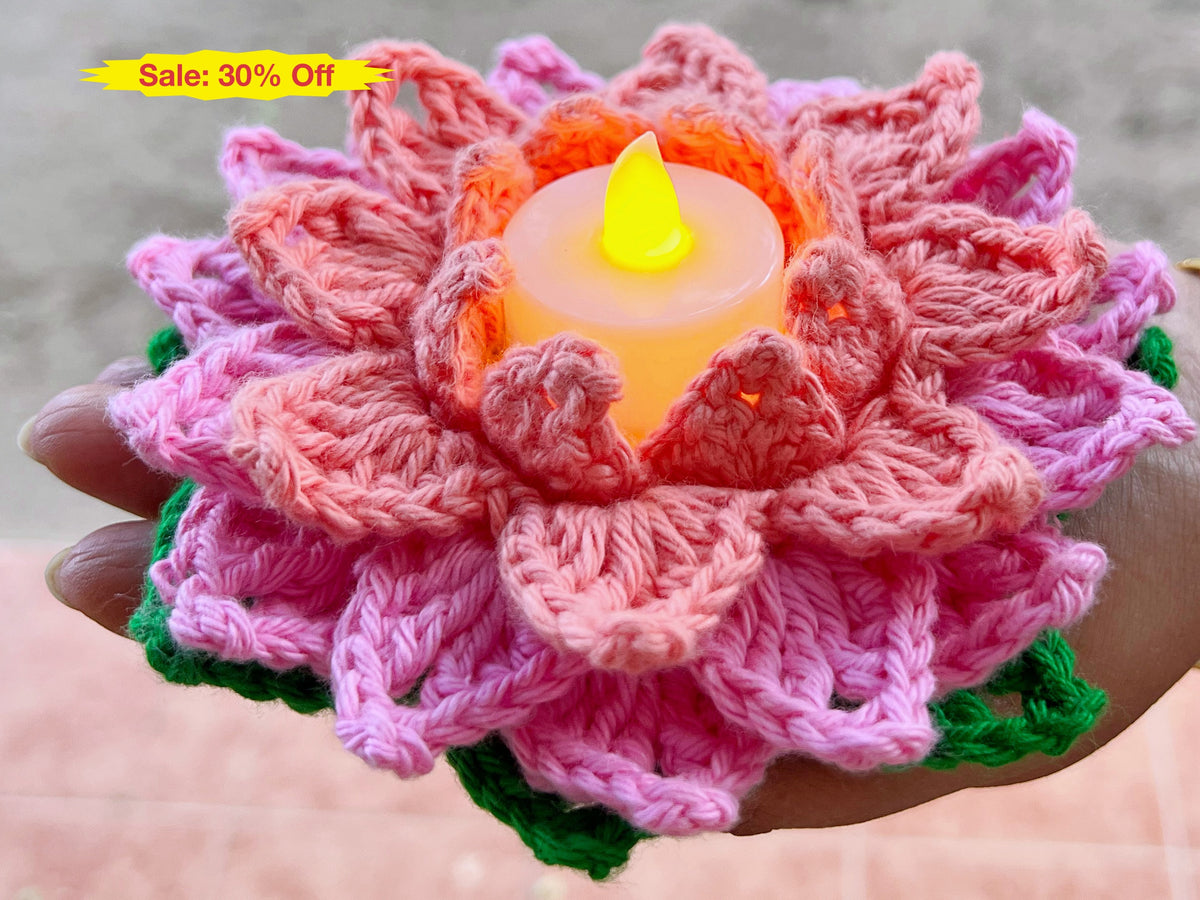 Tea Light Diya Holder - Peach / Pink