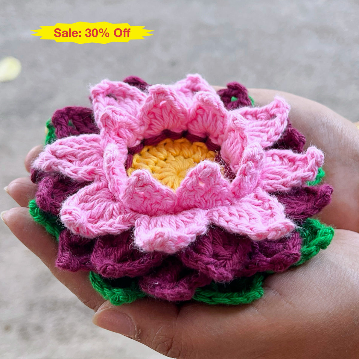 Tea Light Diya Holder - Pink / Maroon