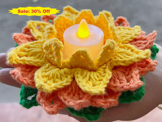 Tea Light Diya Holder - Yellow / Orange
