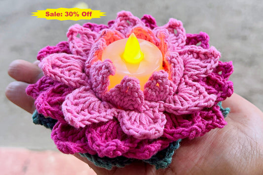 Tea Light Diya Holder - Pink / Dark Pink